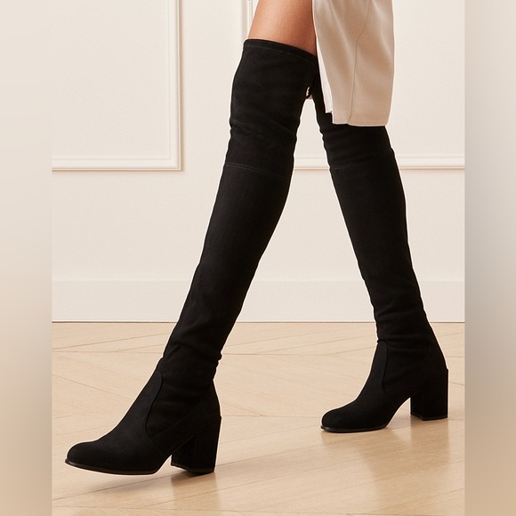 Stuart Weitzman Tieland Over-The-Knee Black Suede Boots - Picture 7 of 11
